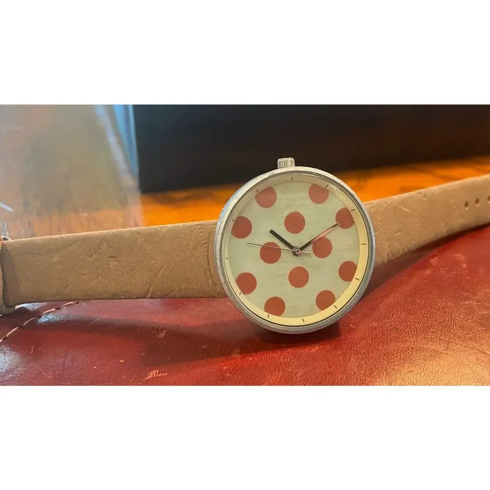 Women's 38mm Brushed Metal Tone Gaiety Watch, Polka Dot Face